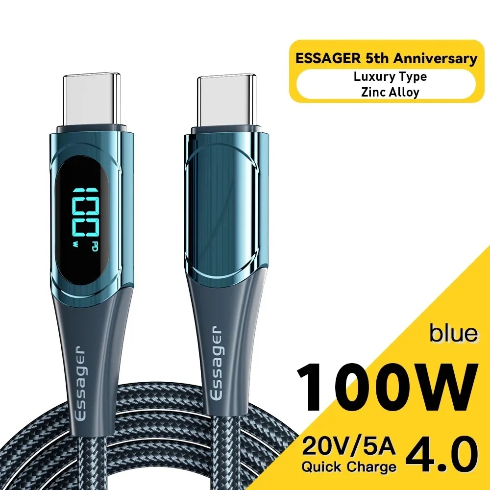 USB Type-C To USB C Cable 100W/5A PD Fast Charging Charger